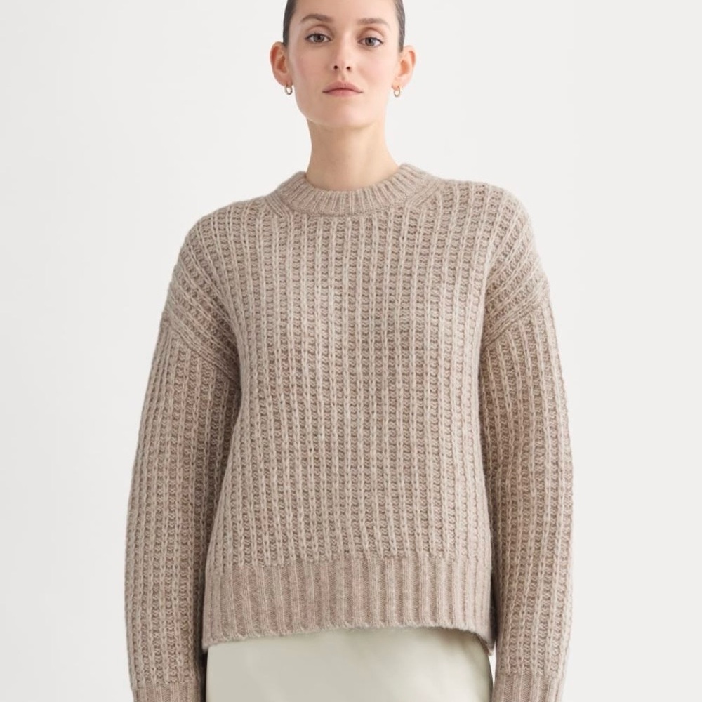 new Everlane waffle sweater heathered oatmeal sz large